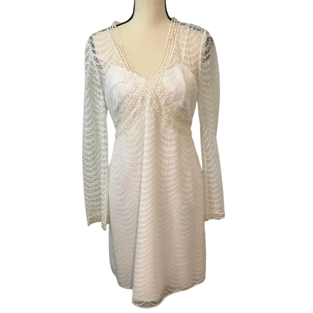 Phoebe Couture Vintage White Lace Mini Dress Size 10